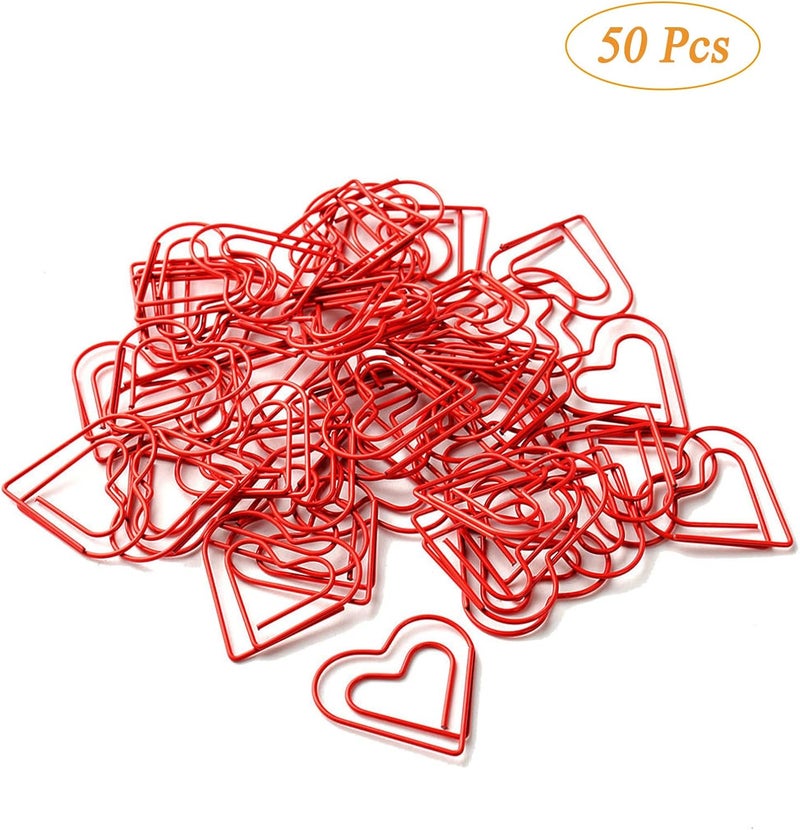 COUKASO Paper Clips Cute Red Love Heart Shaped Paper Clip for Invitation Card Notebook Files Work Bookmark (50 Pcs Red Love Heart) - Image 5